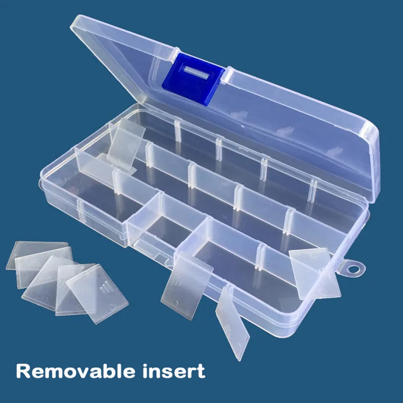 15 Grids Transparent Plastic Storage Organizer Compartment Adjustable Container Box For Jewelry Button Rectangle Box Case