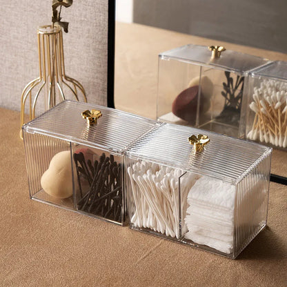 Transparent Acrylic Cotton Swab Storage Box Desktop Dust-Proof Makeup Removal Cotton Lipstick Cosmetics Storage Organization