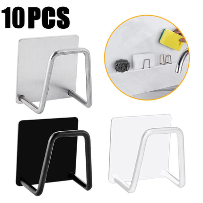 Soporte para esponjas de cocina, esponjas de fregadero de acero inoxidable, escurridor, soporte de almacenamiento autoadhesivo, ganchos de pared, organizador de cocina