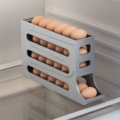 New Refrigerator Automatic Scrolling Egg Rack Holder Storage Box Egg Storage Holder Container Organizer Rolldown Egg Dispenser