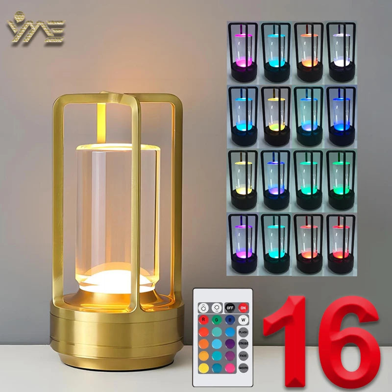 RGB 16 color LED Table Lamp Touch Decor for Bar Coffee Table Restaurant Decoration Light Desk LED Rechargeable Night Lights