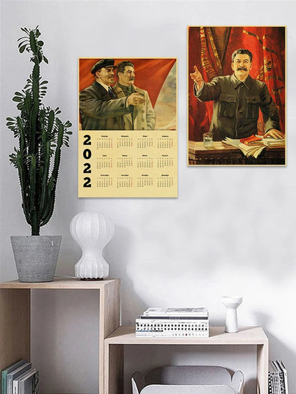 Pósteres Retro soviéticos con retrato de Stalin CCCP de la URSS, pintura artística, impresiones de papel Kraft, pegatina de pared, decoración para habitación, Bar y cafetería