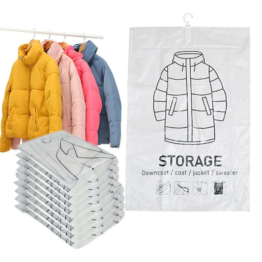 Sacs de rangement sous vide suspendus, sacs économiseurs d'espace suspendus, sacs de rangement suspendus pour vêtements, scellés sous vide pour costumes, robe, veste