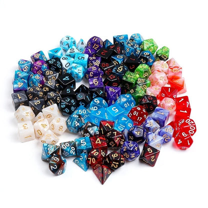 NOUVEAU 105/70/49/35/21/7Pcs Ensemble de dés nacrés Polyédriques Multicolores Brillants RPG DND Jeu de rôle Dragons Jeu de société Dés avec sacs