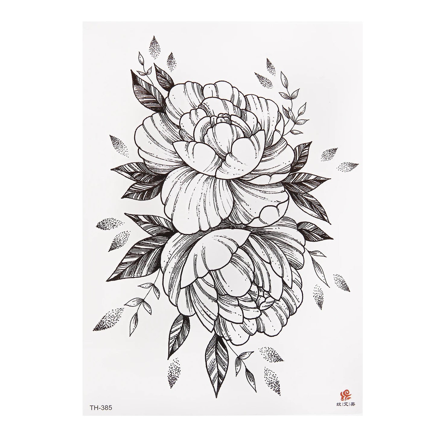 Waterproof Temporary Tattoo Sticker Black Roses Flower Pattern Design Full Flower Arm Body Art Big Large Fake Tattoo Sticker 1PC