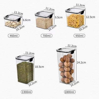 Caja de almacenamiento de alimentos de plástico sellada, tarros secos de cereales y dulces con tapa, contenedores de almacenamiento para nevera, artículos para el hogar, organizador de cocina