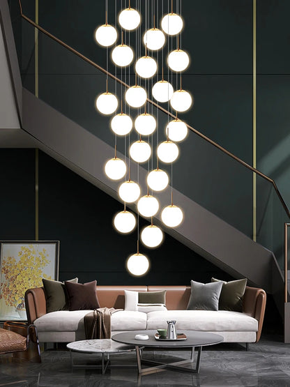 Nordic Pendant Lamp Spherical Living Room Lamp Modern Apartment Pendant Lamp Staircase Interior Decoration Restaurant Chandelier