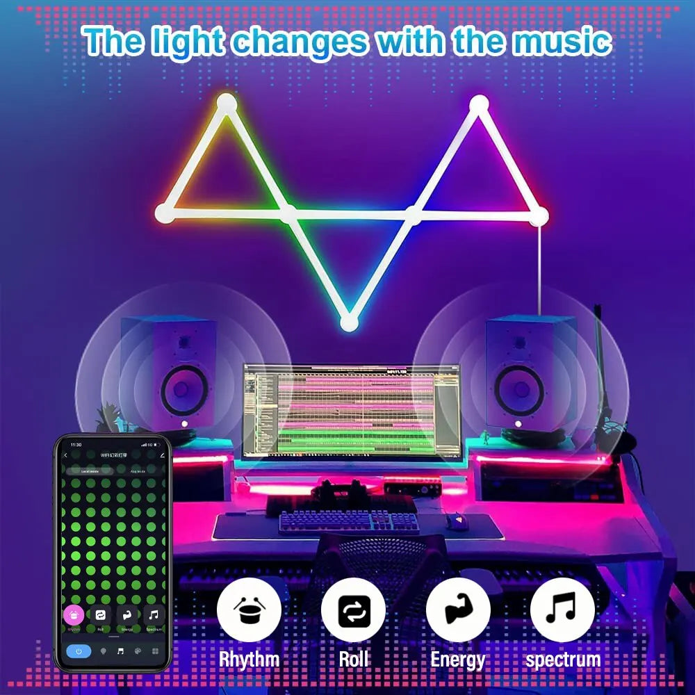 WIFI LED Smart Wall Lamp RGBIC Light Bar DIY Atmosphere Night Light APP Music Rhythm TV Backlight Bedroom Game Room Decoration