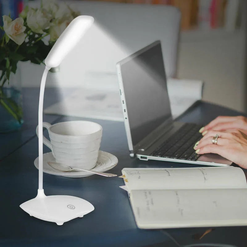 LED Three-Speed Touch Dimming Reading Lamp USB Charging Plug-in White Warm Eye Protection Student Table Light Study Night Light