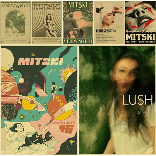 Póster Retro de Mitski Be The Cowboy/Nadie/Lush, impresiones en papel Kraft, estética Vintage, para el hogar, habitación, cafetería, Bar, decoración atística de pared, pintura