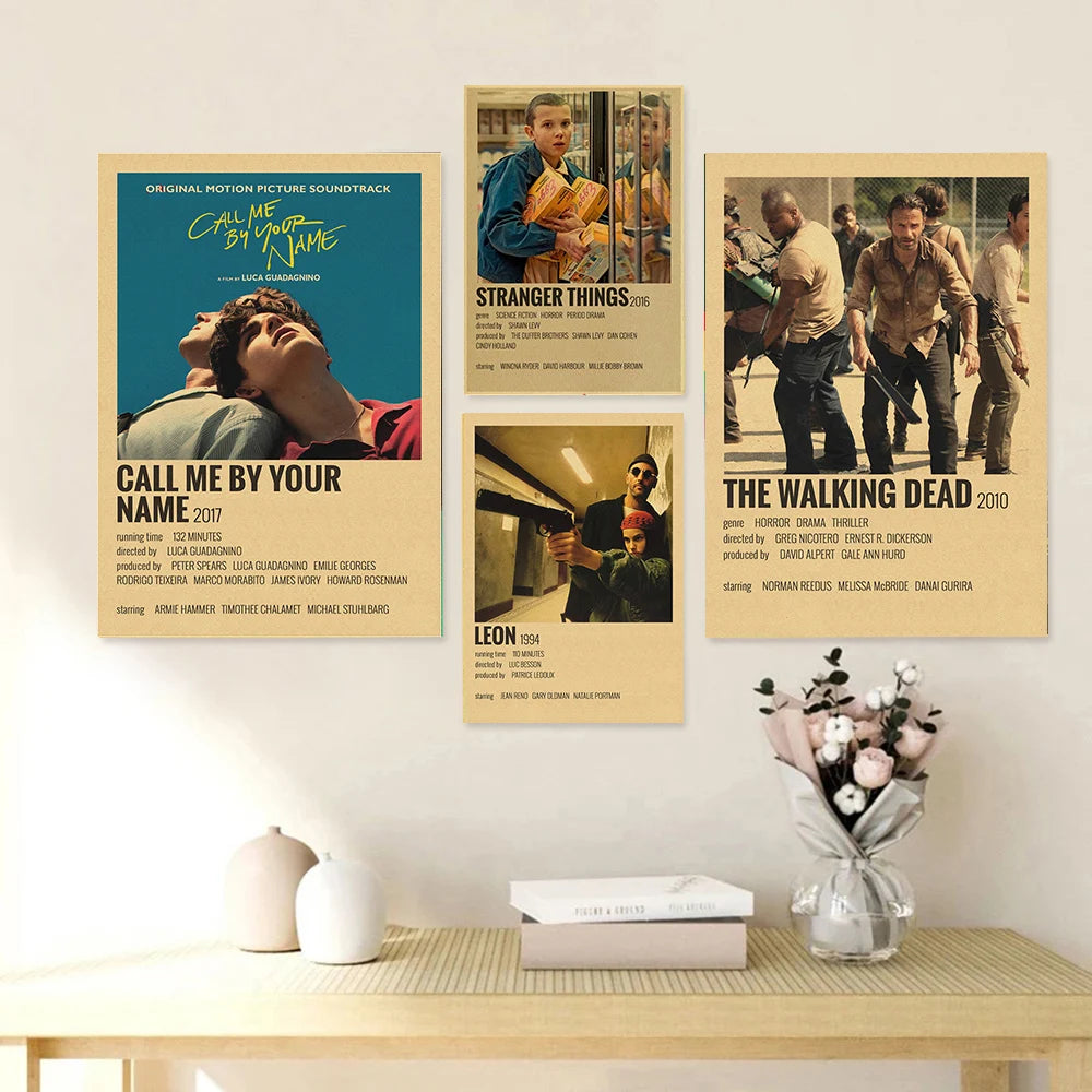 Retro Movie TV Poster Wall Decoration Series Retro Kraft Paper Printing Home Room Decoration Aesthetic Art Mural