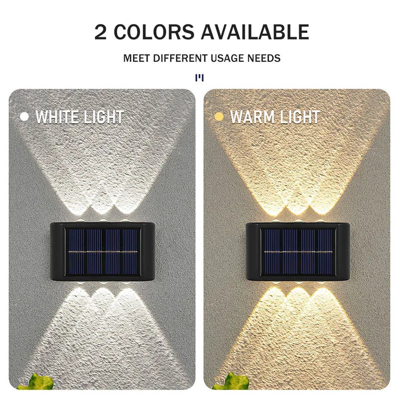 Lámpara Solar de pared para exteriores, luz Solar impermeable hacia arriba y hacia abajo, iluminación luminosa para patio, paisaje de la calle, decoración de pared para jardín