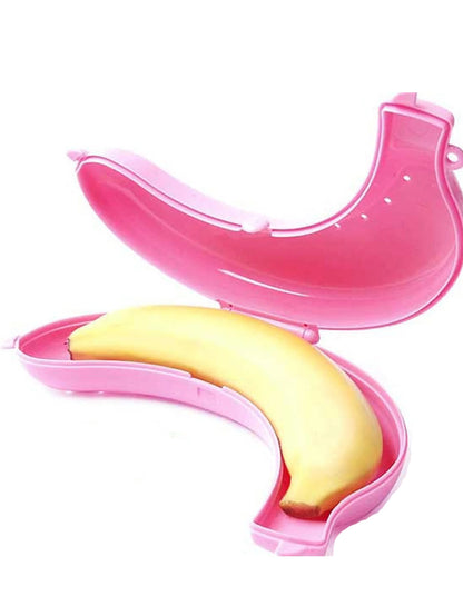 Three colors travel outdoor portable banana box fruit storage box plastic banana shape banana protective case