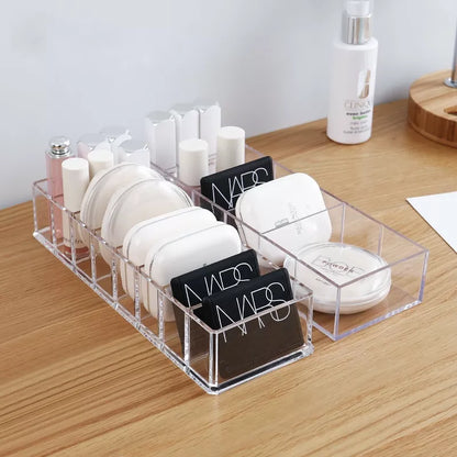 Caja de almacenamiento de cosméticos acrílica transparente, soporte para maquillaje, organizador de joyas para el hogar, cajas de almacenamiento de escritorio de plástico