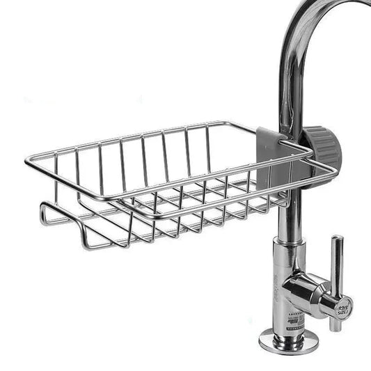 Rejilla para escurrir para fregadero de acero inoxidable para cocina, soporte para grifo de almacenamiento de esponja, escurridor de jabón, toallero, organizador, accesorios de cocina