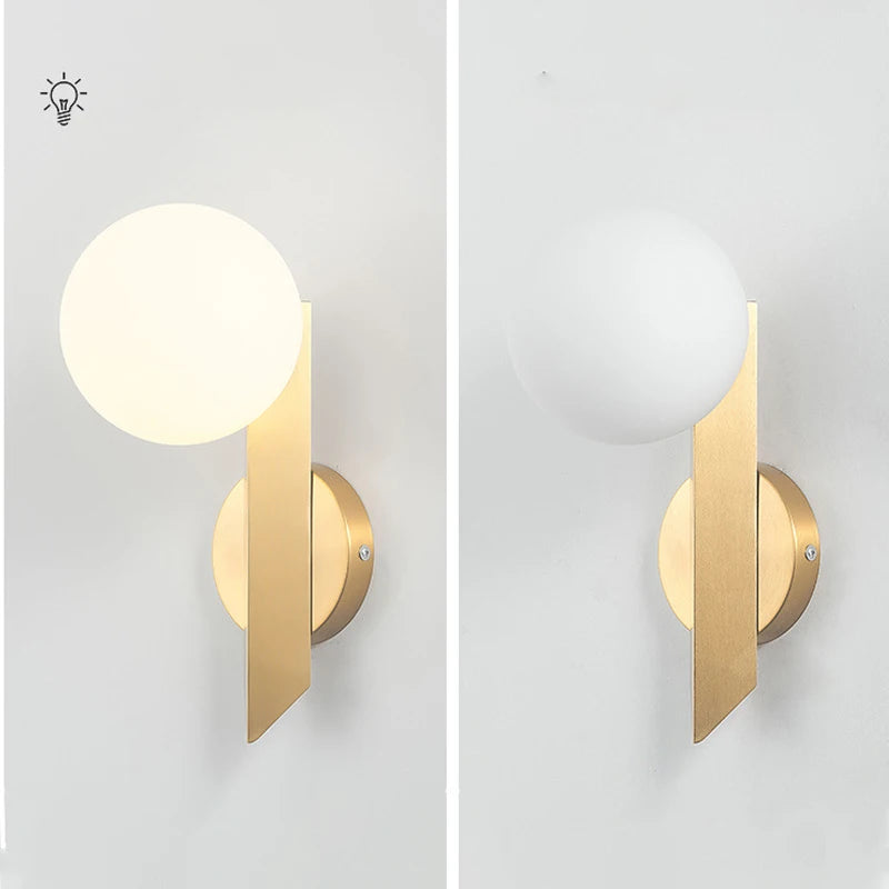 Applique murale Led scandinave en laiton, lampe d'intérieur avec abat-jour en verre pour salon chambre à coucher, éclairage de miroir mural moderne et créatif