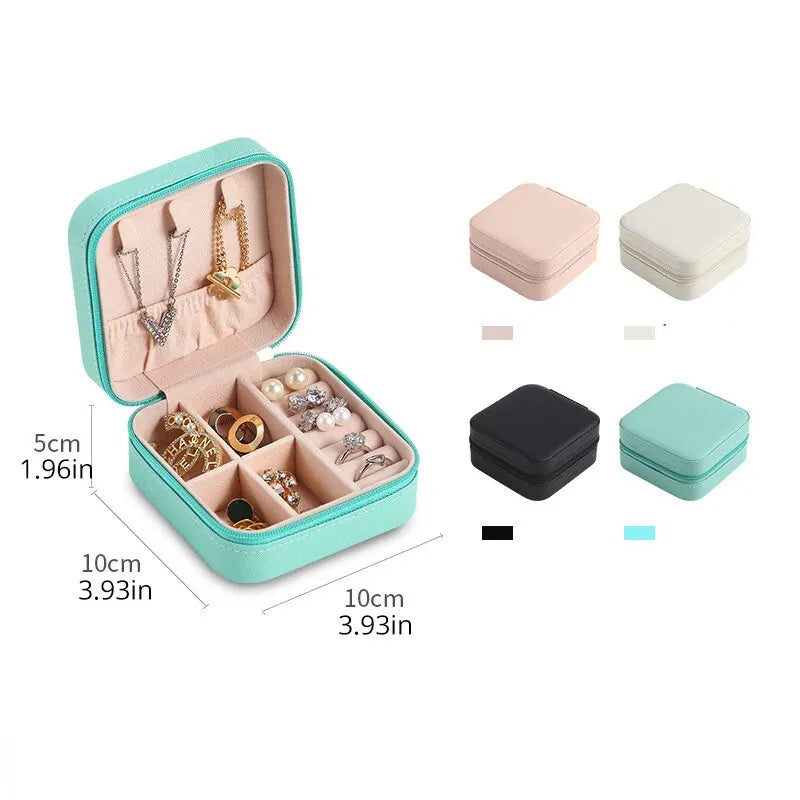 Mini boîte de rangement de bijoux, Portable, voyage à domicile, boucles d'oreilles, colliers, mallette de rangement pour femmes, organisateur de bagues, vitrine en cuir PU