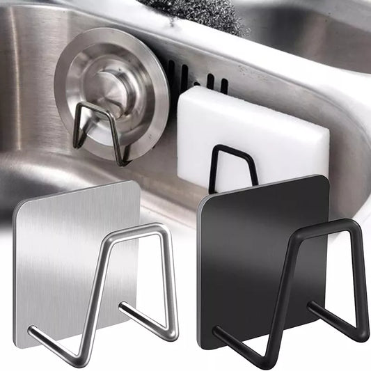 Estante de fregadero de acero inoxidable para cocina, soportes de esponjas, estante de secado de drenaje adhesivo, ganchos de pared, accesorios, organizador de almacenamiento