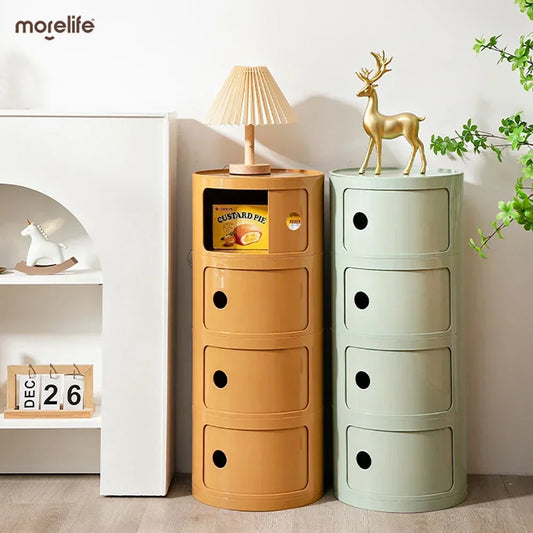 Nordic Round Simple Nightstands Plastic Bedroom Bedside Cabinets Creative Mini Small Night Stand Table De Chevet Home Furniture