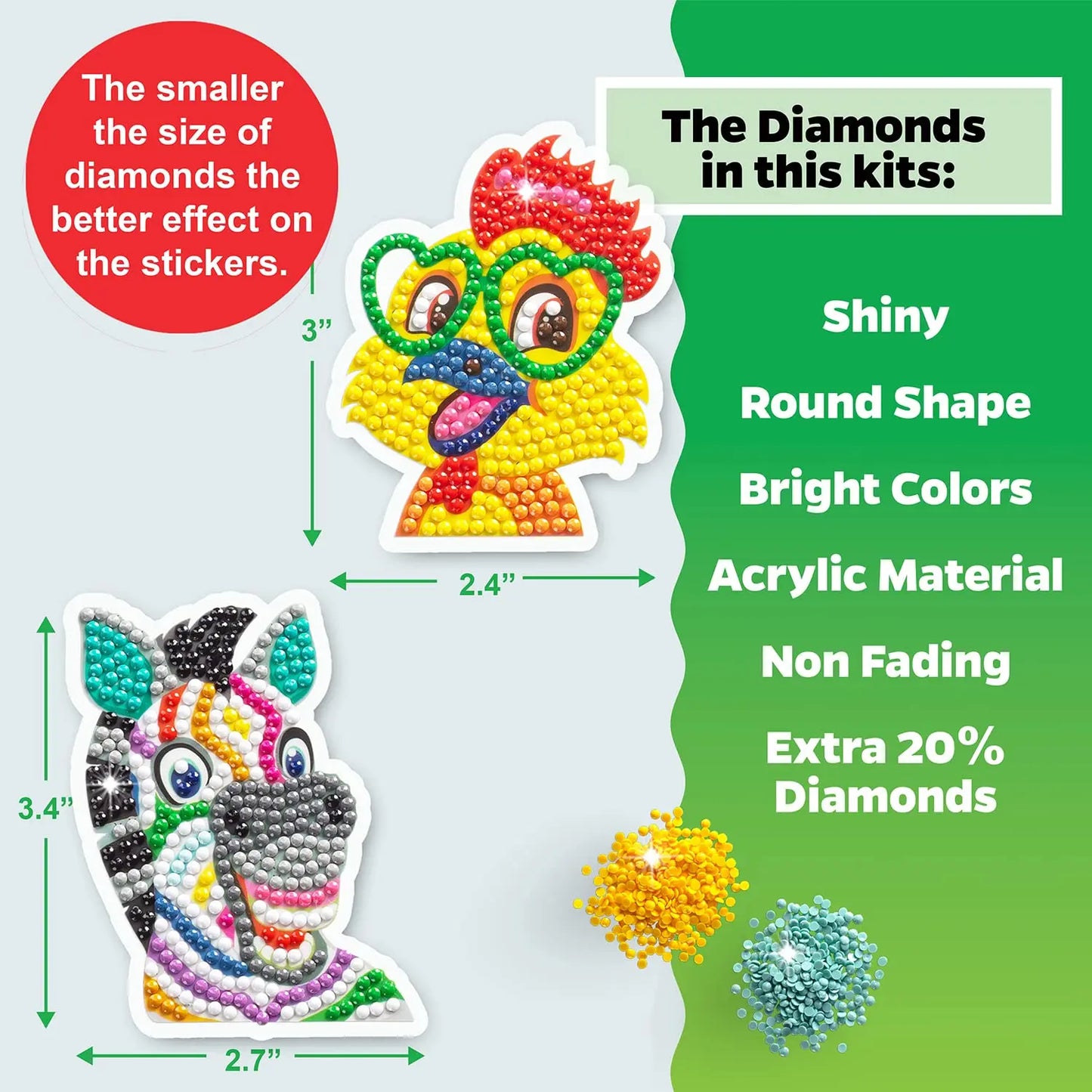 NEW Diamond Painting Stickers Kit for Children Gift DIY Art Craft Cartoon Animal Dinosaur Sticker Diamond Painting by Numbers