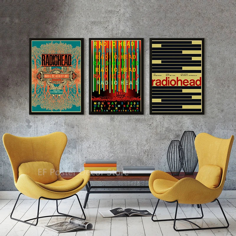 Affiche d'art musical du groupe de Rock Radiohead, imprimés rétro, affiches d'album Vintage, décor de maison, Bar, café, image esthétique, peinture murale