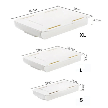 Caja de almacenamiento oculta, cajón de almacenamiento de escritorio, soporte de mesa de plástico autoadhesivo, organizador de papelería para cosméticos y artículos diversos simples