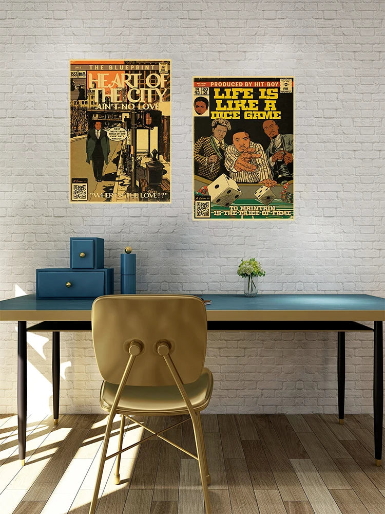 Kanye West Poster Cool Kraft Vintage Album Cover Canva Painting Wall Picture Art Hip Hop Comic Rap Print Home Wall Sticker Decor