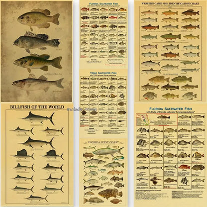 Marine Fish Poster Kraft Poster Artistic Picture Fashionable Room Gift Cool Wall Room Bar Decorative Bedroom Painting