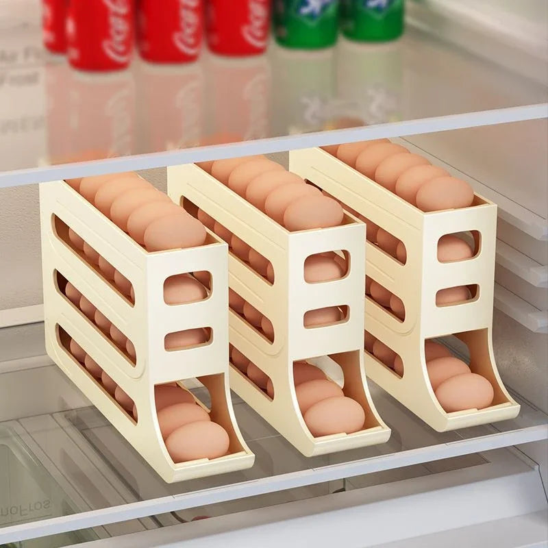 Slide Egg Storage Box Refrigerator Side Door Storage Box Egg Rolling Food Grade Egg Holder Tray Automatic Egg Rolling Egg