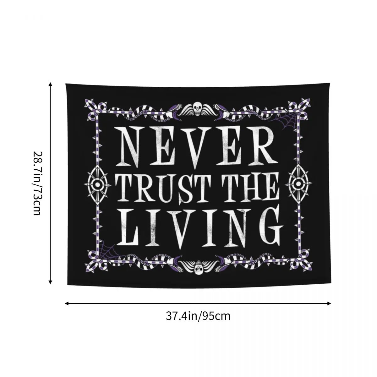 Never Trust The Living Hippie Tapestry for Living Room Bedding Decoration Goth Occult Halloween Witch Quote Tapestries Home