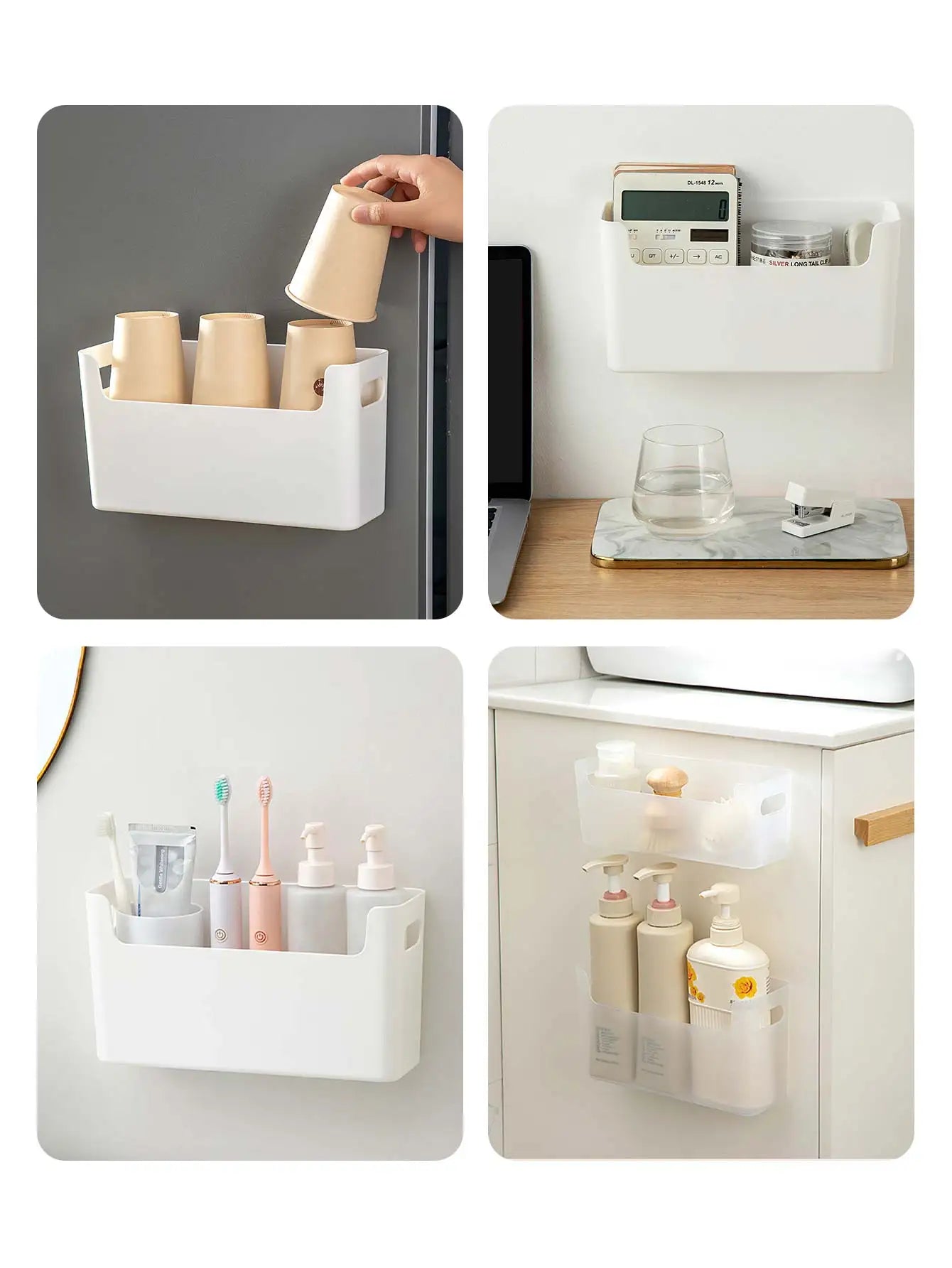 WORTHBUY – support de rangement multifonctionnel en plastique, sans poinçon, montage mural, Organization de rangement, armoire de cuisine, boîte de rangement