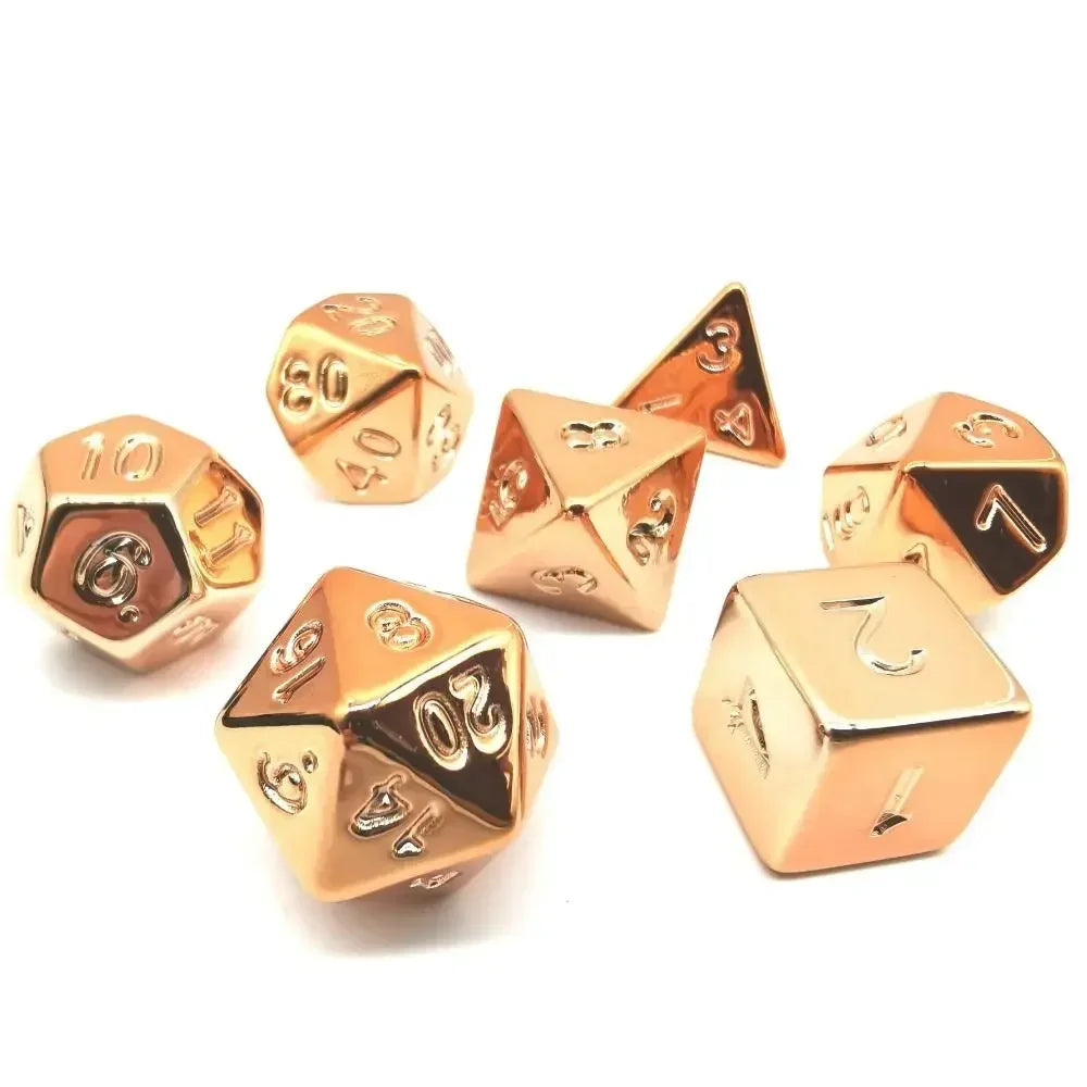 New Style 7Pcs/Set Gold Plating Dice Cthulhu DND Run Dice Table Games RPG Polygonal Dice Set Children's Board Game Party Gift