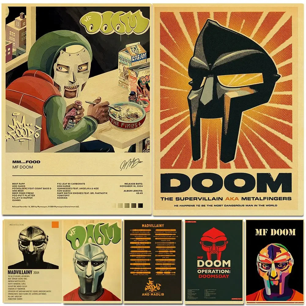 Affiche rétro MF Doom Madlib, peinture, album de musique rap hip hop, image de star, art mural pour salon, décoration de la maison