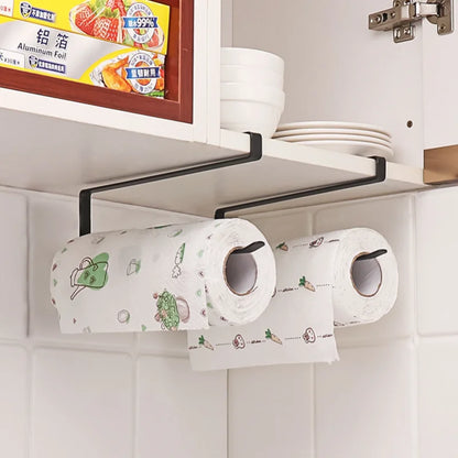 Creative Perforation-free Hanging Storage Rack Kitchen Paper Towel Rack Cabinet Paper Rack Plastic Wrap Spread Layout Rack