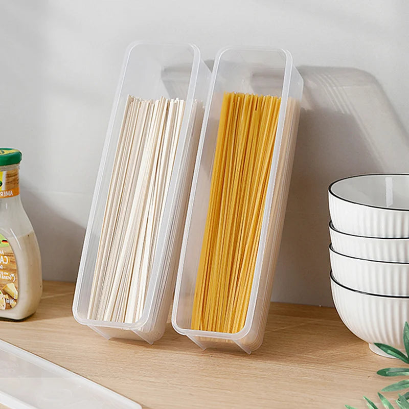 Recipiente para espaguetis y fideos de cocina, caja de almacenamiento para conservación de cereales para el hogar con tapa, caja para espaguetis, contenedor de alimentos para cocina