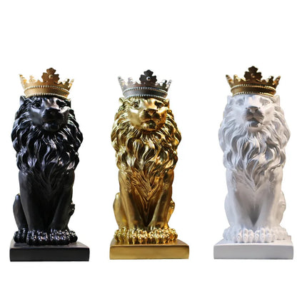 Estatua de León de resina, escultura de Leones de corona, estatuilla de Animal, decoración abstracta para el hogar, modelo nórdico, adornos de mesa