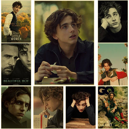 Affiche rétro Timothée Chalamet en papier kraft, impressions et affiches pour la maison, la chambre, le bar, le café, le cinéma, décoration murale, art esthétique