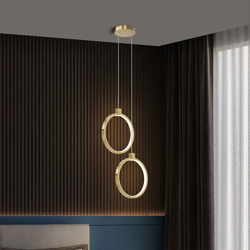 Lámpara colgante LED minimalista moderna para dormitorio, restaurante, sala de estar, lámpara colgante dorada y negra, Lustre decorativo