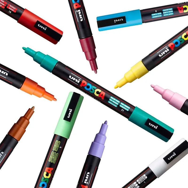 Uni Marker Pen, PC-3M Acrylic posca marcadores permanent marker graffiti paint pen For Rock Metal Leather Ceramic Glass Plastic