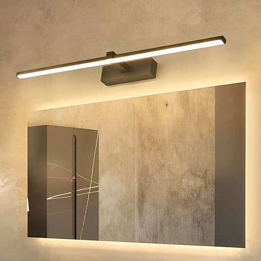 Lámpara de pared LED moderna para baño, lámpara de pared de tres colores, Led NEGRO de aluminio, accesorio de lámpara en línea para espejo de baño blanco