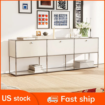 Storage Cabinet Sideboard Haller Cabinet Storage Shelf Modular Furniture Stainless Steel Metal Board for Living Room Cabinet