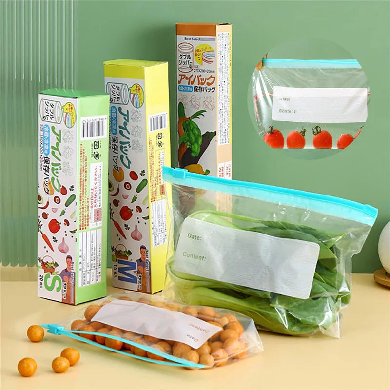 Sacs en plastique à fermeture éclair, sacs de stockage des aliments, organisateur de réfrigérateur réutilisable, conteneur de stockage en plastique pour la conservation des grains de fruits frais