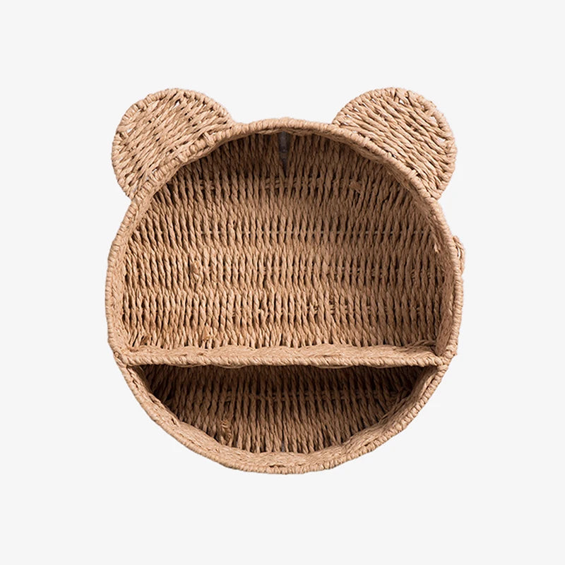 Cesta de mimbre hecha a mano para frutas, organizador de cosméticos y artículos diversos, caja de almacenamiento para Picnic, aperitivos y pan, decoración colgante de pared, suministros de cocina