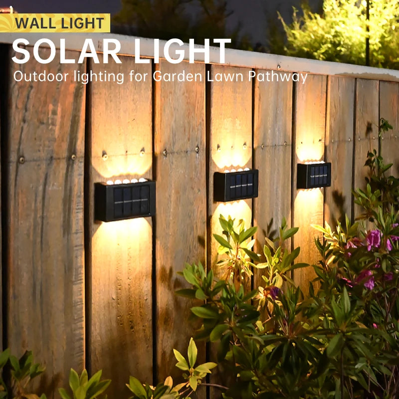 Solar Wall Lamp Solar Led Light Outdoor Waterproof Up And Down Luminous Lighting Warm Light Balcony Yard Garden Decoration Light