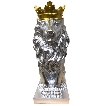 Resin Lion Statue Crown Lions Sculpture Animal Figurine Abstract Decoration Home Decor Nordic Model Decor Table Ornaments