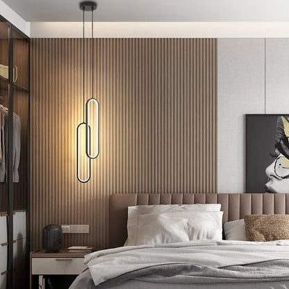 Lámpara colgante LED minimalista moderna para dormitorio, restaurante, sala de estar, lámpara colgante dorada y negra, Lustre decorativo