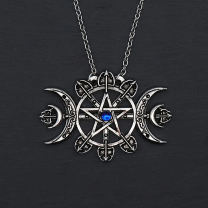 Collar de luna con bendición de pentagrama de Mystic Witcher para mujer, collar gótico, accesorios góticos para niña, joyería de diseñador