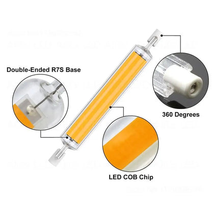 High Power LED R7s COB Glass Tube 118mm J118 78mm J78 COB Light Bulb AC1110V 120V 130V 220V 230V 240V Replace Halogen Light Lamp