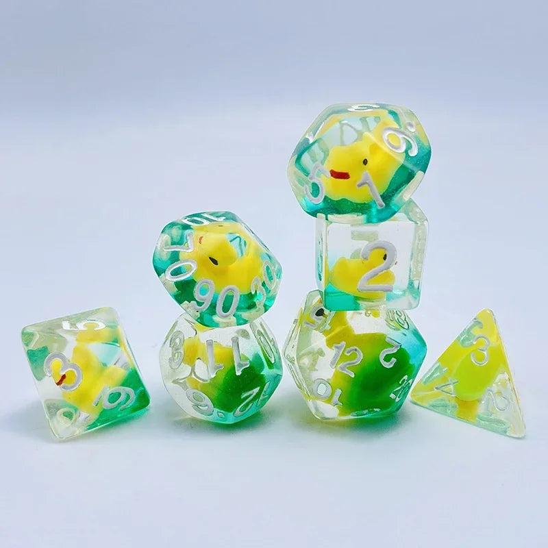 New DND Upscale 7Pcs Resin Dice Set Polyhedral Inline Animal D4 D6 D8 D10 D12 D20 Dices for RPG Board Game and Tabletop Games