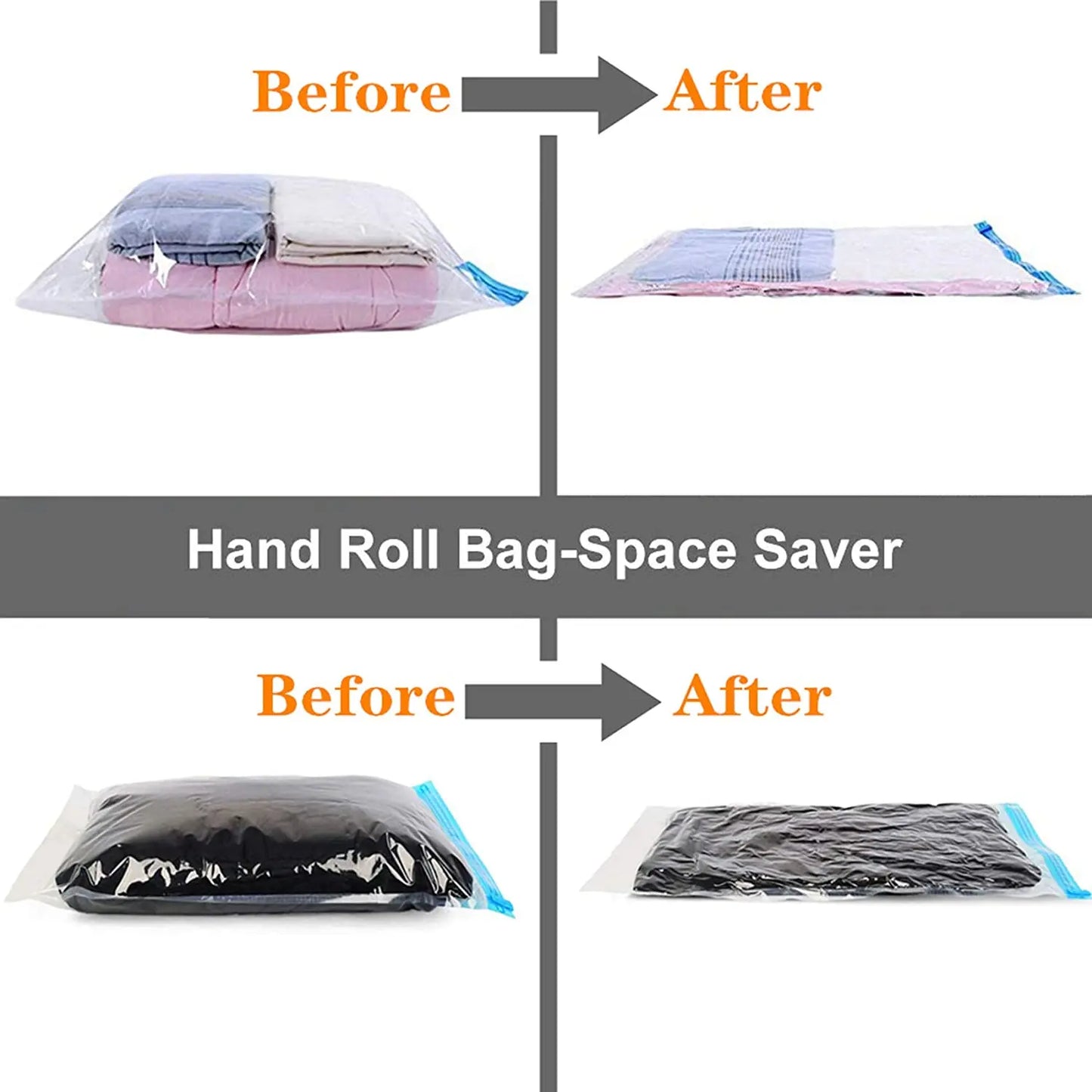 Roll-up Travel Compression Bags for Clothes Luggage Space Saver Bags for Packing Suitcases